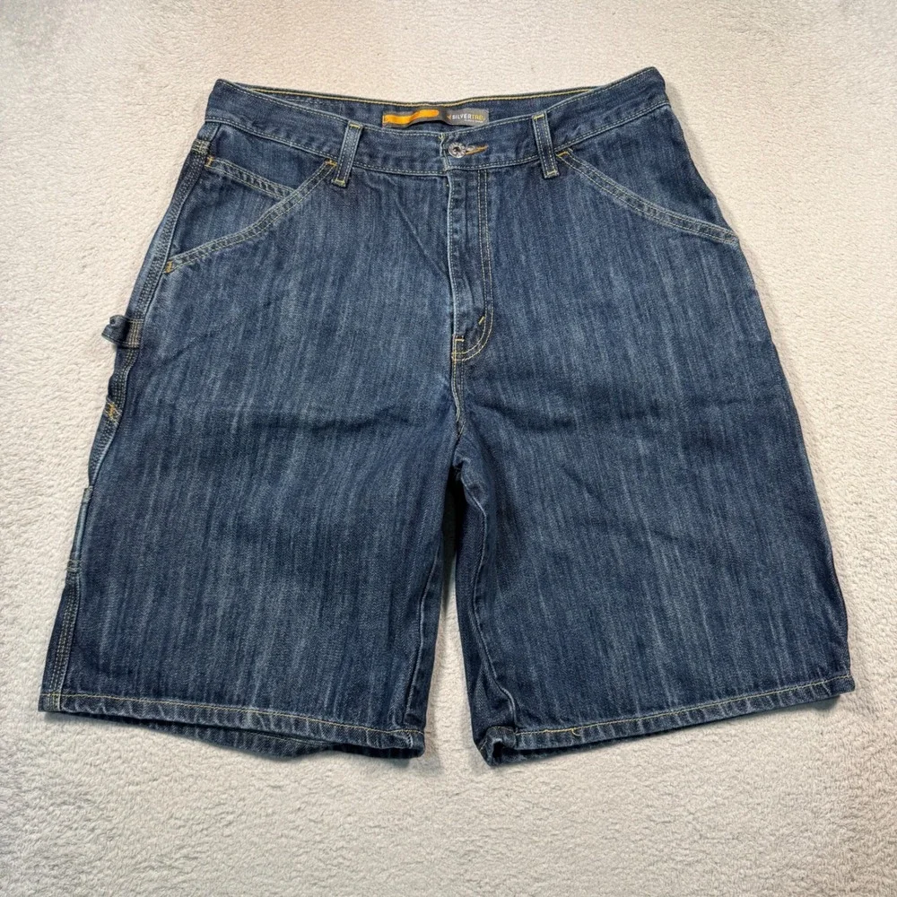 Vintage Y2K Levis SilverTab Carpenter Shorts Mens 33 Blue Baggy Denim Utility